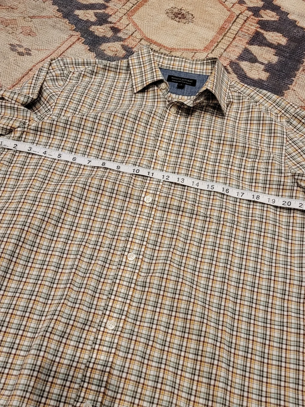 Banana Republic Men's Beige Plaid Dress Shirt